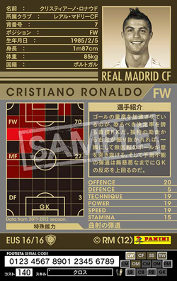 クリスティアーノ・ロナウド | FOOTISTAカードデータ詳細